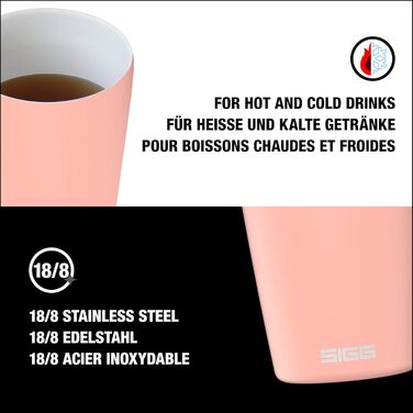 Термочашка SIGG Neso Pure Ceram 0,3 л, керамічне покриття, рожевий, з Tritan-кришкою, легка, BPA-free, нержавіюча сталь, для кави, підходить для миття в посудомийній машині