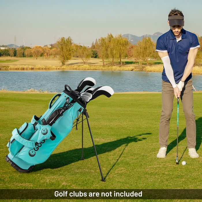 Сумка для гольфу LIFEZEAL: легка, з 8 верхніми відділеннями та 5 кишенями на блискавці, з тримачем для парасольки, водонепроникна, з регульованим плечовим ременем для жінок та чоловіків, блакитна