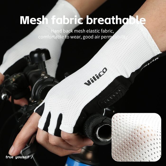 Велосипедні рукавички Professionee: дихаючі, амортизуючі, з силіконовою поверхнею для катання, альпінізму та активного відпочинку (білі, XL)