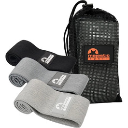 Набір еластичних гумок для сідниць Majestic Sport (3 рівня, 3 дизайни), чорний, темно-сірий, сірий