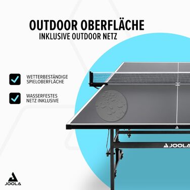 Стол для настільного тенісу JOOLA NOVA Outdoor – розкладний, регульована висота, вологостійкий, з сіткою (100A)