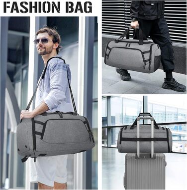 RAINSMORE спортивна сумка 40L для подорожей і тренажерного залу з відділенням для взуття, водонепроникна, сіра