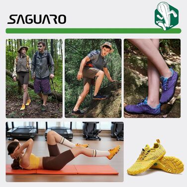 SAGUARO Унісекс Барфут-взуття: Мінімалістичні кросівки для фітнесу, трейлраннінгу та походів (Розміри 36-48, Жовтий)