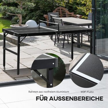 Стіл для пінг-понгу SPORTNOW Mini розкладний, з сіткою, для дому, чорний, алюміній