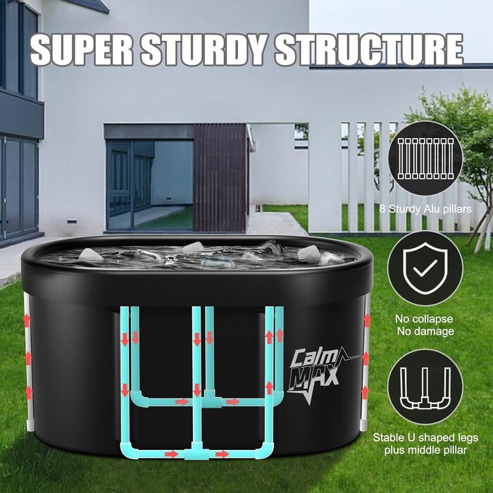 Ванна для криотерапії CalmMax Ovale - 450 л, переносний бак для холодної води, 5 шарів, 105 см, для спортсменів