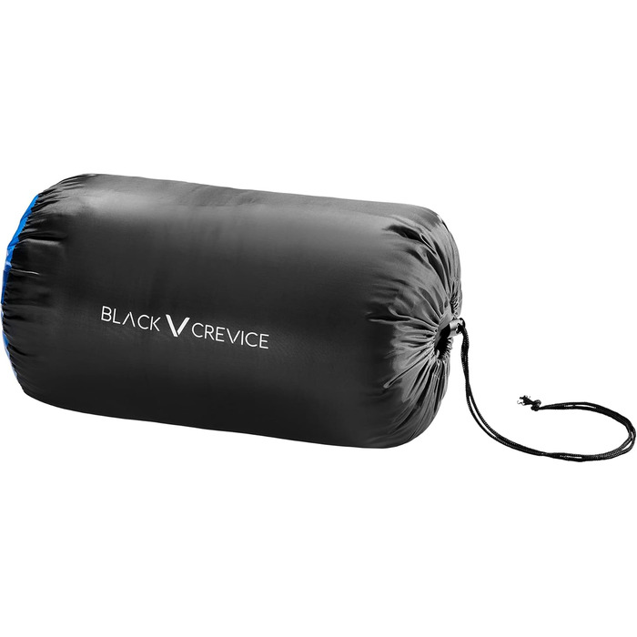 Дитячий спальний мішок Black Crevice для кемпінгу, блакитний, 165 см | Зручний та водонепроникний | З чохлом для зберігання