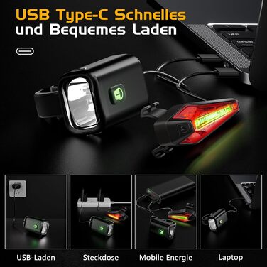LED фара на велосипед з USB зарядкою, 1000mAh акумулятор, StVZO сертифікат, водонепроникність IPX5, для велосипедів, шосе, MTB, Ebike