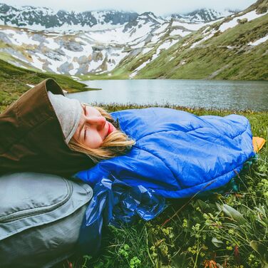 Сплячий мішок Rectoo: водонепроникний, для кемпінгу, походів та подорожей, 200x73 см, блакитний
