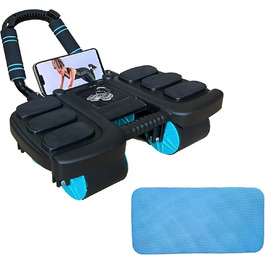 Аб'ютер (Ab Roller) для пресу з наколінником, автоматичний, 6 упорів для ліктів, 4 колеса, тренажер для пресу для дому