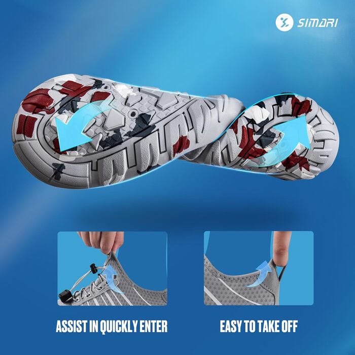 Водні черевики SIMARI WP001 для жінок та чоловіків, швидковисихаючі, для плавання, дайвінгу, серфінгу, йоги та відпочинку на природі, WP001, Lila (40 EU, 229 Gray)