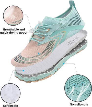 Босими кросівки IceUnicorn для чоловіків та жінок. Зручні аквашузи для фітнесу, пляжу, плавання та водних розваг. Розмір 38 EU, колір: місячний зелений