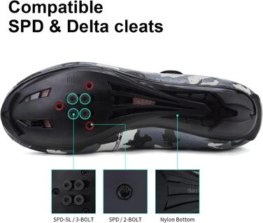 Чоловічі велосипедні туфлі для MTB, шосе та гірського велосипеда. Дихаючі велотуфлі, сумісні зі SPD/SPD-SL. Розмір 47 EU, камуфляж сірого кольору