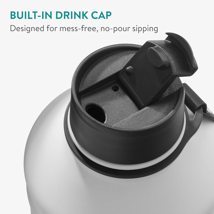 Фляга для фітнесу Navaris 2,2 л: спортивна пляшка з нержавіючої сталі, без BPA, сірий світлий колір