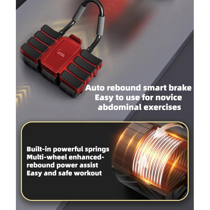 Ролер для пресу, фітнес-ролер для дому, тренажер для кора, фітнес-ролер з автоматичною підтримкою ліктя та тримачем для телефону