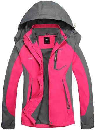 Жіноча водонепроникна куртка-дощовик Softshell для прогулянок та походів з капюшоном, рожева, розмір XL