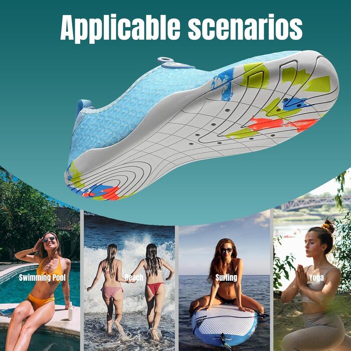 Взуття для плавання та водних видів спорту WateLves: чоловіче та жіноче, швидковисихаюче, для пляжу та серфінгу (блакитний, 41 EU)