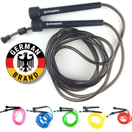 Стрибкове канат для дорослих та дітей, чоловіків та жінок - для фітнесу, кросфіту, спорту, боксу та відпочинку - регульований розмір - швидкий канат, скакалка (Чорний)