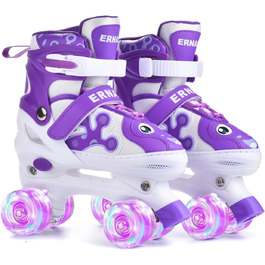 Роликові ковзани ERAN для дітей та дорослих, регульовані, світлодіодні, комфортні, ідеальні для початківців та подарунок на свята, фіолетовий колір