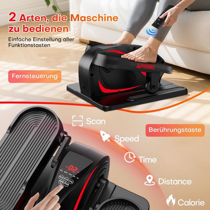 Еліптичний тренажер під стіл для дому, 2 в 1 електричний з 15 швидкостями та 3 автоматичними режимами, тренажер для ніг для літніх людей з пультом дистанційного керування, тихий та портативний (рожевий, 15 швидкостей + 3 автоматичні режими)