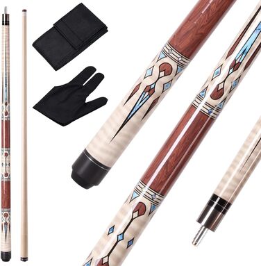 Більярдний кий Pool Queue Stick з акації, 147.3 см, комплект 2 шт, білий (винно-червоний)