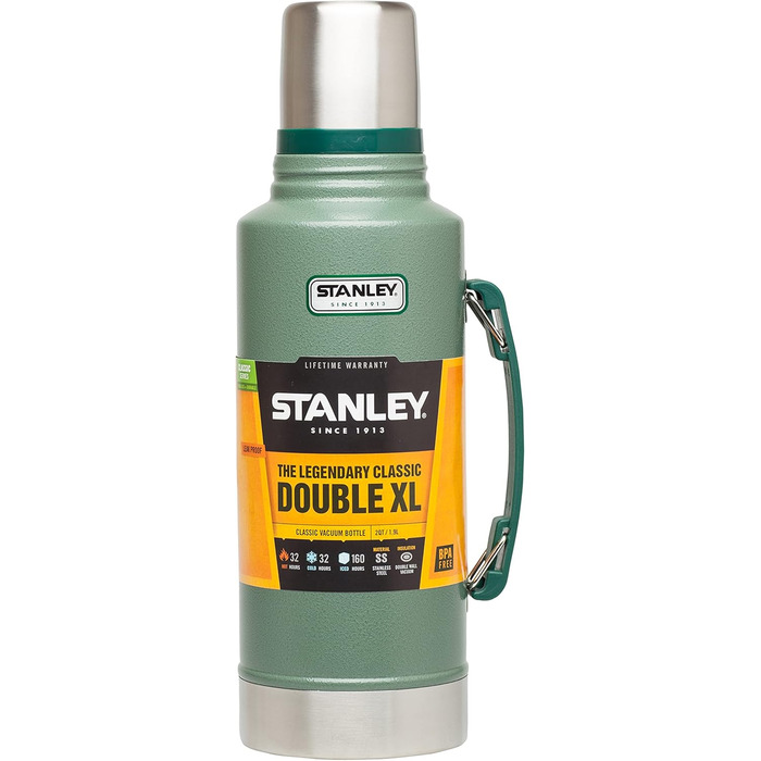 Термос Stanley Classic Legendary 1 л - Зберігає тепло/холод 24 год - Миється в посудомийній машині - Кришка-чашка - Без BPA - Нержавіюча сталь