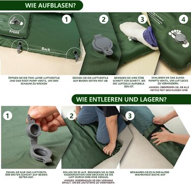 Каремат для кемпінгу HiiPeak Isomatte R-Wert 9.5 з подушкою, ізольований, для зими та літа, зручний, зелений