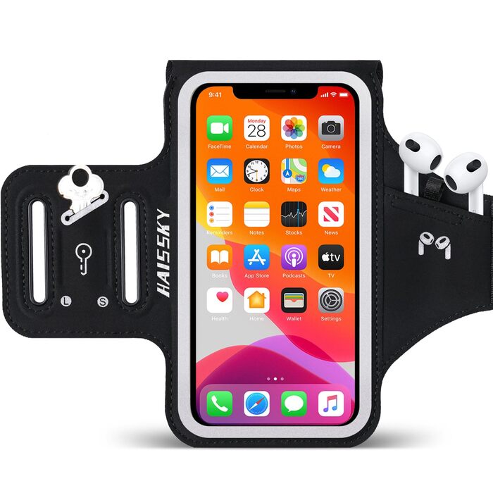 Спортивний браслет для телефону на руку: підходить для iPhone 16/15/14/13/12 Pro Max, Galaxy S25 S24. З кишенькою для навушників, для бігу та фітнесу.