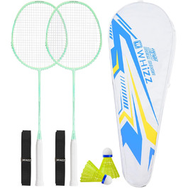 Набір для бадмінтону WHiZZ Carbon: 2 ракетки, м'ячики, обмотка, сумка. Легкі графітові ракетки для тренувань та відпочинку.