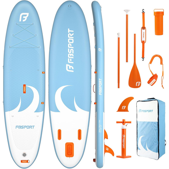 Надувний SUP-борд FBSPORT для дорослих та підлітків: комплект з насосом, веслом та аксесуарами (LightBlue)