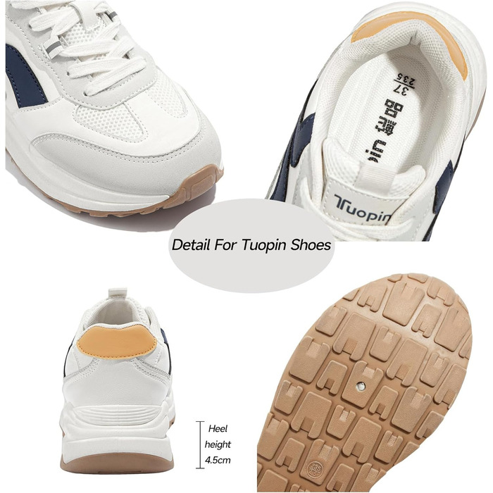 Жіночі трекінгові кросівки Tuopin Modische: дихаючі сітчасті кросівки на шнурівці, з антиковзкою підошвою, сірі та коричневі, розмір 37 EU