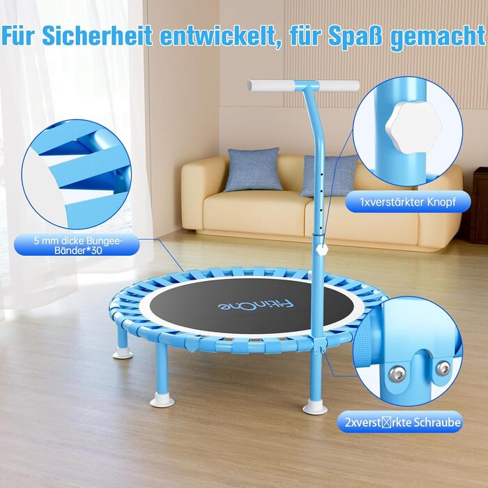 Міні-трамплін FitinOne 102 см для дому та фітнесу, 200 кг, з пружинами та регульованим руків'ям