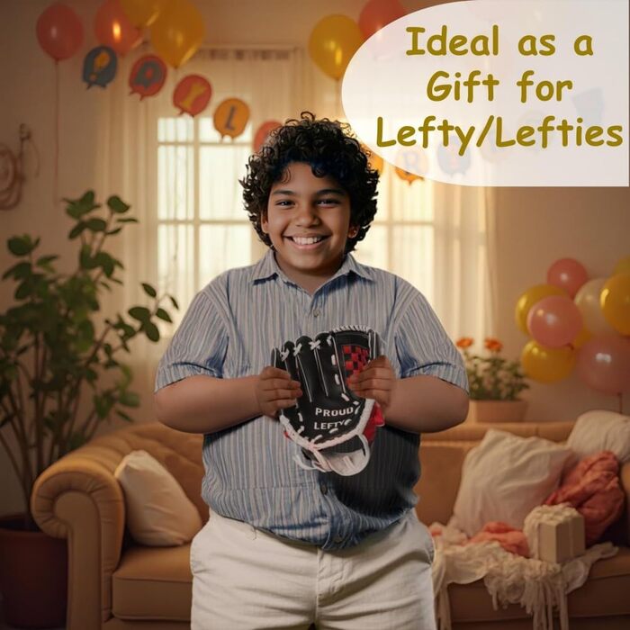 Рукавичка для бейсболу Urby для лівшів, дитяча, для T-ball (чорно-червона, розмір 11.5 дюймів, 7-11 років)