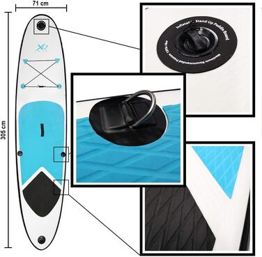 Професійна SUP-дошка XQ Max 305 см – комплект з насосом, ремкомплектом, страховочним шнуром і регульованим веслом
