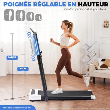 GTPLAYER Ходунка для дому, біговий килимок складаний з LED-дисплеєм та пультом, регульовані підлокітники, двигун 2.5 PS, фітнес, тренування, домашній фітнес, зелений (білий)