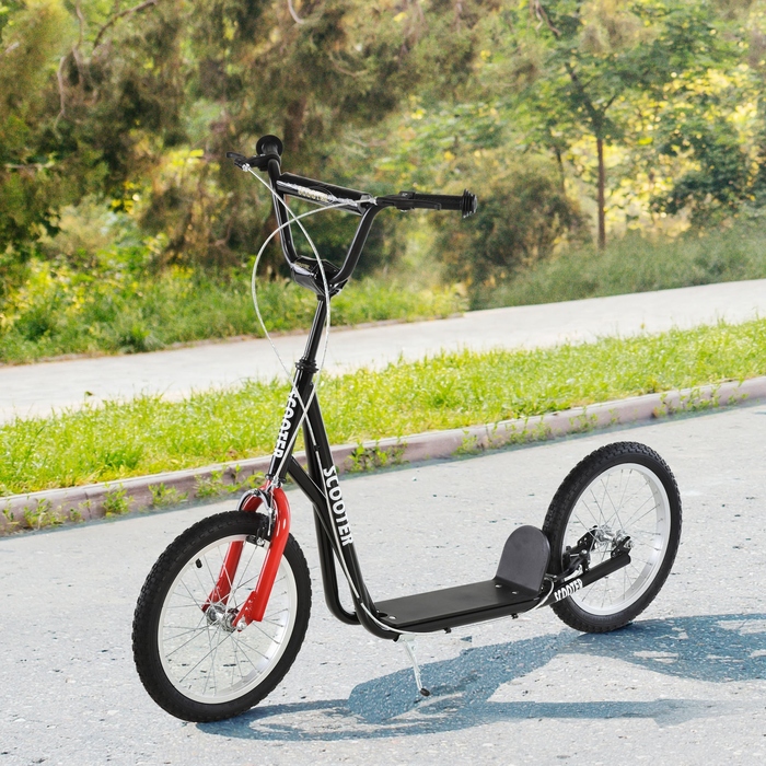 HOMCOM Скутер Самокат для дітей від 5 років Kick Scooter з пневматичною шиною та ручним гальмом, Міський скутер, Стабільний та безпечний, Синій | Аосом