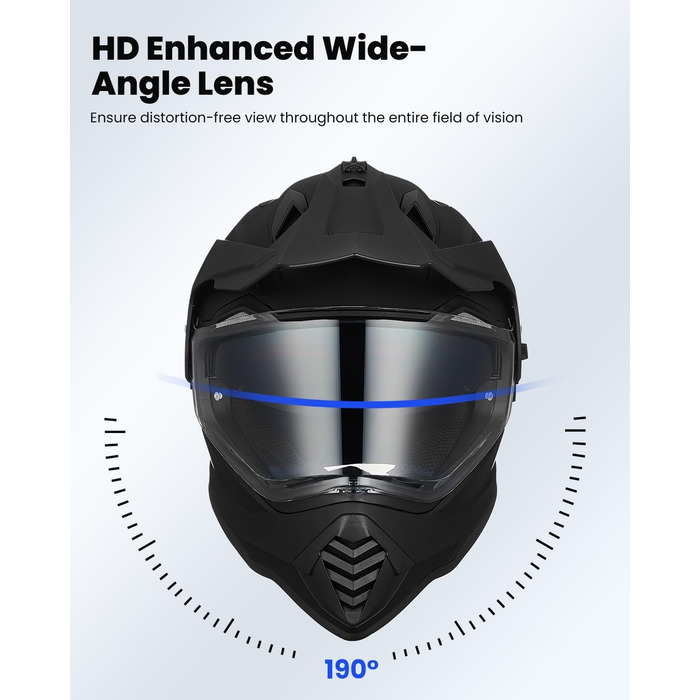 Мотошолом ILM Dual Sport Adventure з сонцезахисним козирком, сумісний з Pinlock, ECE, для мотокросу, квадроцикла, оффроуд WS902