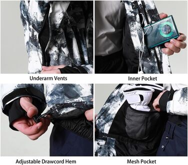 Чоловіча водонепроникна лижна куртка PHIBEE, тепла, вітрозахисна, з капюшоном, для зими, розмір XXL, з принтом