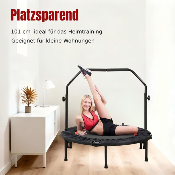 Трамплін для фітнесу LIFERUN Ø101 см, вантажопідйомність 150 кг, з 3 регульованими рівнями ручок, червоний