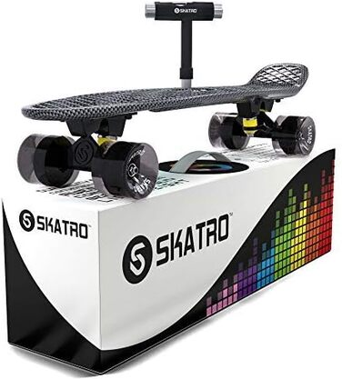 Скейтборд Skatro Mini-Cruiser 22 дюйми, пластиковий, ретро-стиль, Grey Thunderstorm