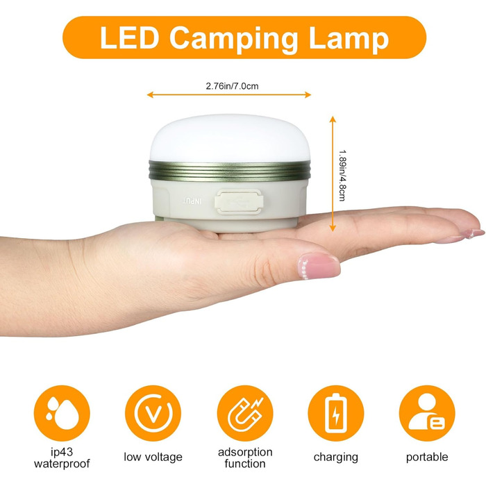 Набір LED кемпінгових ліхтарів Flintronic (2 шт.), 5 режимів SOS, водонепроникні, міні-ліхтарі для намету, портативні, для туризму, риболовлі та надзвичайних ситуацій