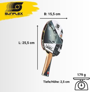 Професійна тенісна ракетка Sunflex LAM SIU Hang з карбоновим шаром, ITTF сертифікований накладка Mogul, губка 2,1 мм, анатомічна ручка для професійних гравців