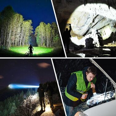 Ліхтар Blukar LED акумуляторний, 500000 люмен, тактичний, з 5 режимами, водонепроникний IP67, для кемпінгу, туризму, риболовлі та надзвичайних ситуацій (колір: коричневий)