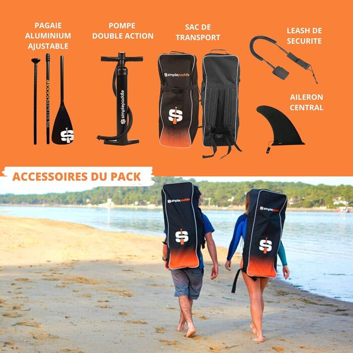 Надувна SUP-дошка SIMPLE PADDLE 9'2/10'2/10'6 з веслом, страховкою, насосом Double Action і сумкою для транспортування