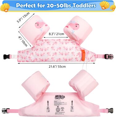 Дитячі надувні рукавики для плавання Moko, рожевий кит, для навчання плаванню, 2 шт.