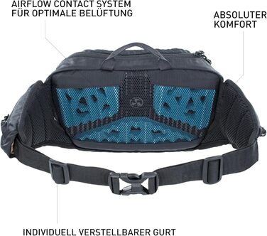 Поясний рюкзак EVOC HIP Pack 3л з гідросистемою, чорний (регульований пояс, Airflow Contact System, Venti Flap, 1,5л питна система)