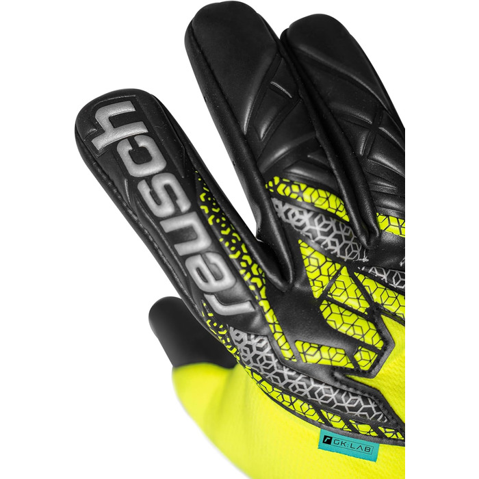 Воротарські рукавиці Reusch Profi Attrakt Gold X NC - професійні, для тренувань та ігор на траві та штучному покритті, жовто-срібно-чорні