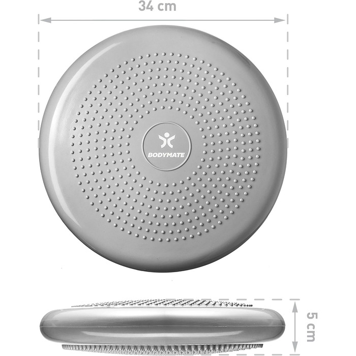 Крісло-подушка BODYMATE для балансу та тренувань, 34 см, срільно-сірий колір