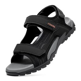 Чоловічі сандалі FitVille Wide для трекінгу та активного відпочинку, шкіра, чорні, 47 EU, з липучкою для широкої ноги