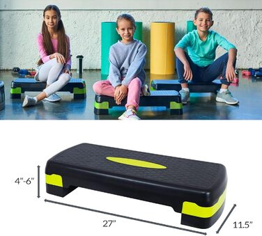 Степпер для фітнесу та аеробіки Steppbrett, регульована висота, 2 сходинки (10/15 см), для дому та офісу, 68 x 28 x 15 см, PP-1