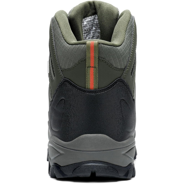 Чоловічі туристичні черевики NORTIV 8 для хайкінгу та трекінгу, водонепроникні, Mid, для скелелазіння, 43 EU, широкі, армійного кольору, чорні, помаранчеві